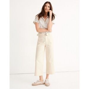 MADEWELL Utility Wide Leg Pant Patch Pockets Belted SIZE 26 In Cloud Lining